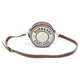 Burberry Mini borsa a tracolla Louis Round Tambourine in pelle e tela con logo grafico