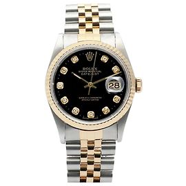 Rolex Datejust Herrenuhr mit schwarzem Zifferblatt und Diamantbesatz