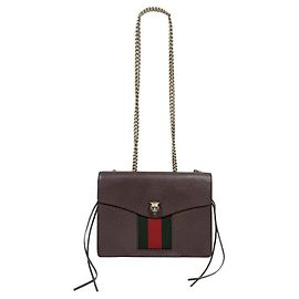 Gucci Borsa a tracolla e crossbody in pelle con catena testa di tigre stampa animalier Marrone