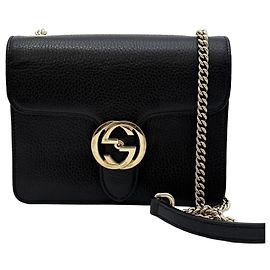 Gucci Interlocking Chain Crossbody Bag Black