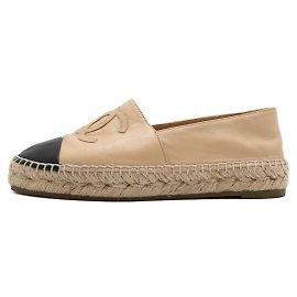 Chanel Espadrilles da donna in pelle di agnello bicolore con logo CC