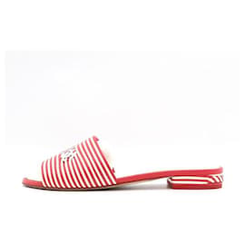 Chanel Mule da donna bicolore in pelle rossa e bianca