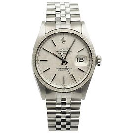Rolex Datejust Uhr aus Stahl mit Leinen-Zifferblatt