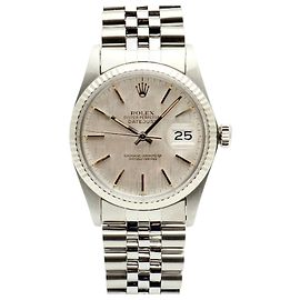 Rolex Orologio in acciaio da uomo Datejust con quadrante vintage in lino