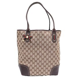 Gucci Borsa Tote e Borsa a Spalla in Tela GG con Logo a Nastro