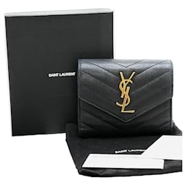 Matelassé Compact Wallet Schwarz - Saint Laurent