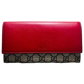 Gucci Supreme Canvas Klapperbörse Rot