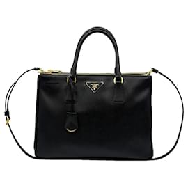 Black Saffiano Lux Gold Triangle - Prada