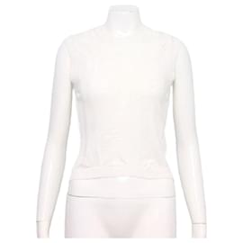 Canotta in cotone con pizzo e logo CC da donna - Season White - Chanel