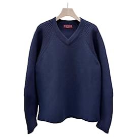 Strickpullover mit V-Ausschnitt Navy - Gucci