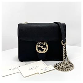 Gucci Piccola borsa a tracolla con catena Interlocking GG Nera