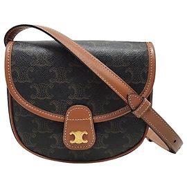 Céline Mini borsa a tracolla Versace in tela Triomphe e pelle di vitello Tan