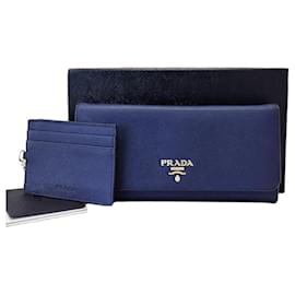 Saffiano Long Wallet Blau - Prada
