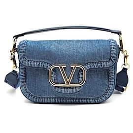 Tote e borsa a tracolla in denim con logo - Valentino
