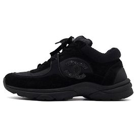 Chanel Zapatillas Cruise de ante para mujer con logotipo CC negro