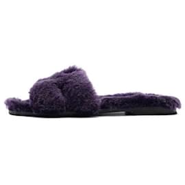 Sandali e pantofole in pelle di pecora Oran Wool, colore Purple, da donna - Hermès