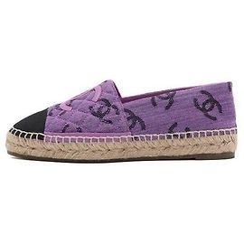 Chanel Espadrilles moradas de jacquard de algodón y grosgrain para mujer