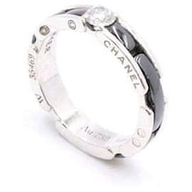 Chanel Anello Ultra in oro bianco, diamante e ceramica nera, taglia