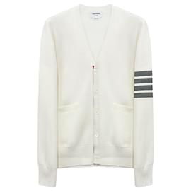 Diagonal Armband Milano Cardigan Weiß - Thom Browne