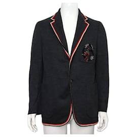 Graue Wollmischung Herrenjacke mit Stickerei - Gucci