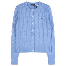 Strickjacke mit Zopfmuster und besticktem Logo für Damen Blau - Ralph Lauren