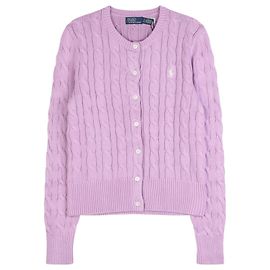 Ralph Lauren Cardigan de malha trançada com logótipo bordado Lilás