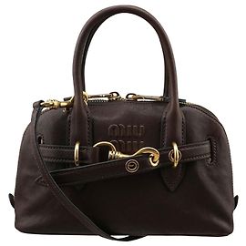 Miu Miu Bolsa de mão e de ombro Avantage em couro Nappa Marrom