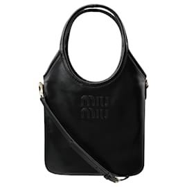 Miu Miu Ivy Mini Leder-Tote-Bag Schwarz