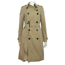 Burberry Casaco Trench de Algodão Kensington Bege para Mulher