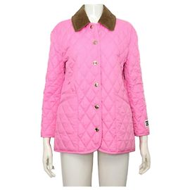 Burberry Chaqueta acolchada de diamante bicolor en pana rosa para mujer