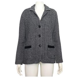 Loro Piana Cashmere Tweed Cardigan Jacket with Arm Patches