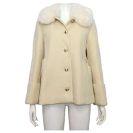 Cappotto di lana con collo in finta pelliccia da donna, giacca - Gucci