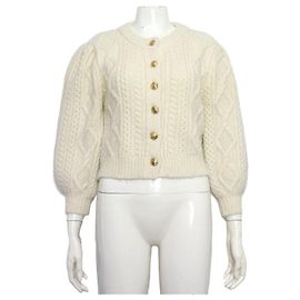 Céline Cardigan jaqueta de mistura de alpaca com botões dourados para mulher
