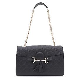 Gucci Borsa a Spalla GG Signature Sima Horsebit Emily Gold Chain