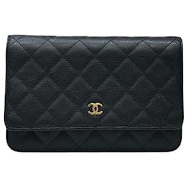 Classic Caviar WOC Crossbody Bag Schwarz mit Goldton - Chanel