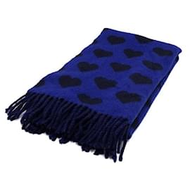 Sciarpa in misto lana con motivo a cuore nero e blu da donna - Acne