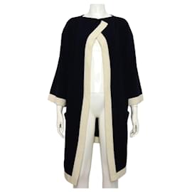 Lunga giacca cardigan in cashmere da donna blu navy scuro - Chanel