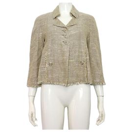 Chanel Veste en tweed vintage beige pour femme