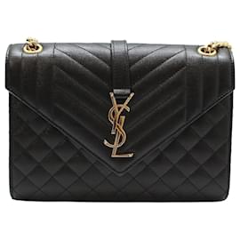 Borsa a tracolla a bustina in pelle trapuntata nera con catena dorata, taglia Medium - Saint Laurent