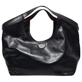 Gucci Grande bolsa tote de couro macio brilhante preto