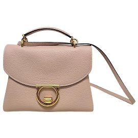 Salvatore Ferragamo Borsa a mano e a spalla Margo in pelle beige con Gancini