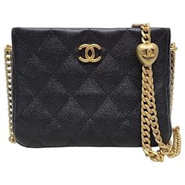 Chanel Piccola borsa hobo Black Caviar Heart Gold Ball