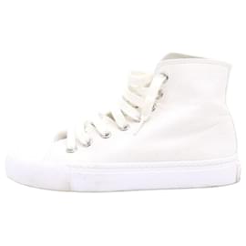Zapatillas de caña alta en lona blanca - Prada