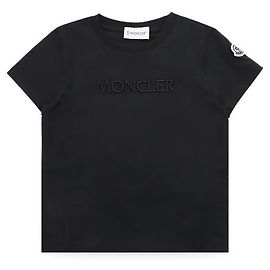 Moncler T-shirt per bambini con logo con scritte ricamate (Nero)