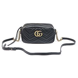 Gucci Piccola borsa a tracolla con catena Black Matelassé Chevron GG Marmont