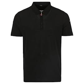 Kurzarm-T-Shirt mit Logo-Stickerei und Polo-Reißverschlusskragen Blau Schwarz - Kiton