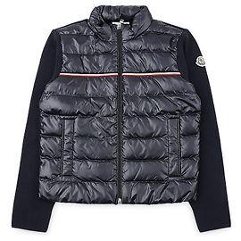 Moncler Cárdigan acolchado de mezcla de punto con parche de logotipo