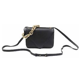 Bottega Veneta Piccola borsa bustina in pelle di vitello nera con catena dorata