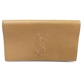 Saint Laurent Clutch Beldujour Monogram in pelle beige