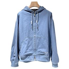 Dior Denim-Kapuzenjacke mit Reißverschluss und besticktem Couture-Logo